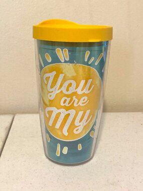 You Are My Sunshine Yellow Blue Tervis Walled Tumbler 16 Ounces w/ Lid